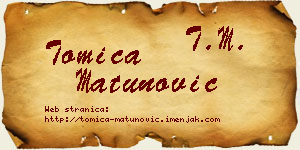 Tomica Matunović vizit kartica